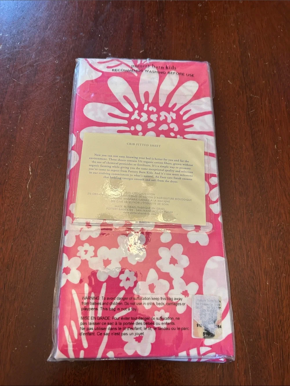 Pottery Barn Kids Pink & White Floral Fitted Crib Sheet - Callie Design NWT